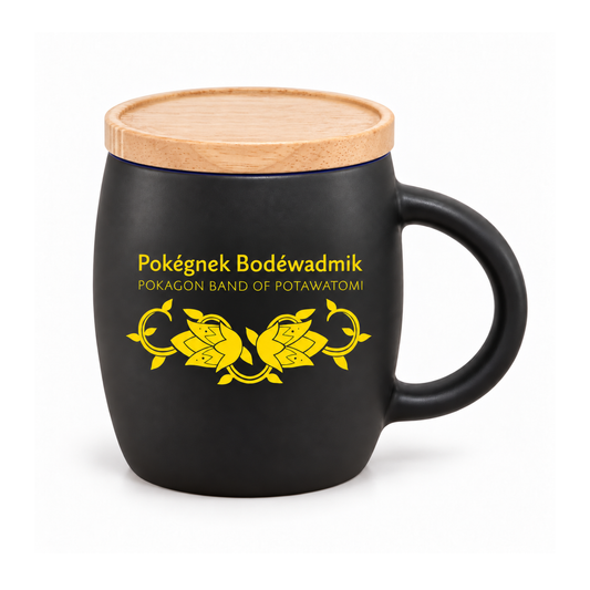 Hearth Ceramic Mug with FSC®100% Wood Lid/Coaster 15oz